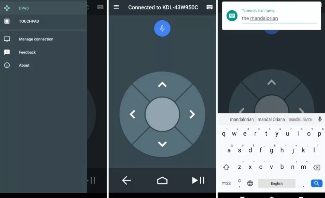 android tv remote controll app screenshots