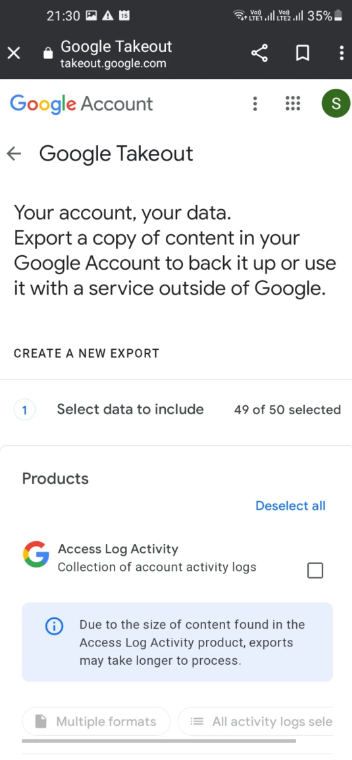 Transfer Contacts - Google Takeout