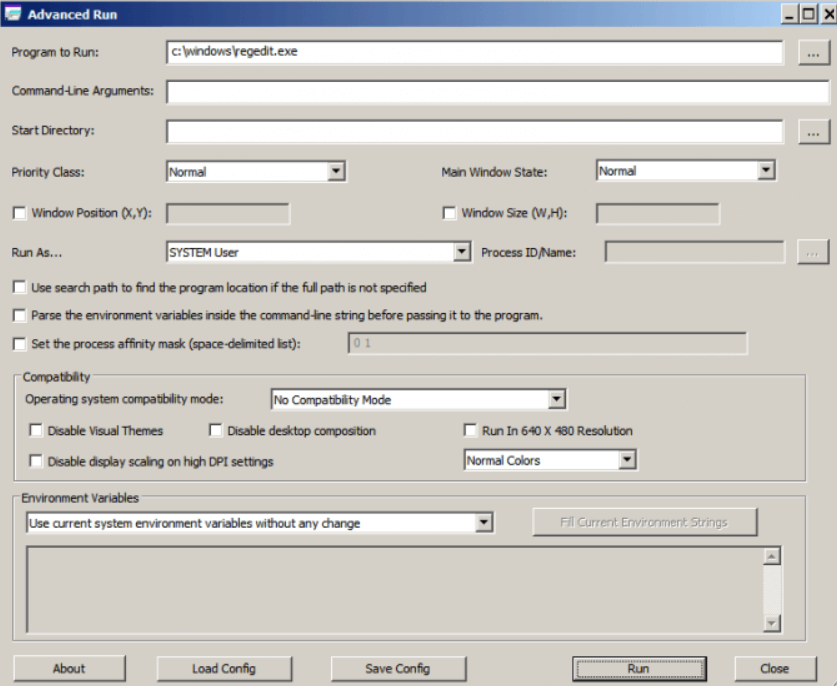 Tweaking tools advanced run